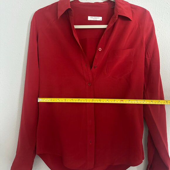 Equipment Femme Women’s Red 100% Silk Blouse Size XS Premium Classic - Picture 8 of 10